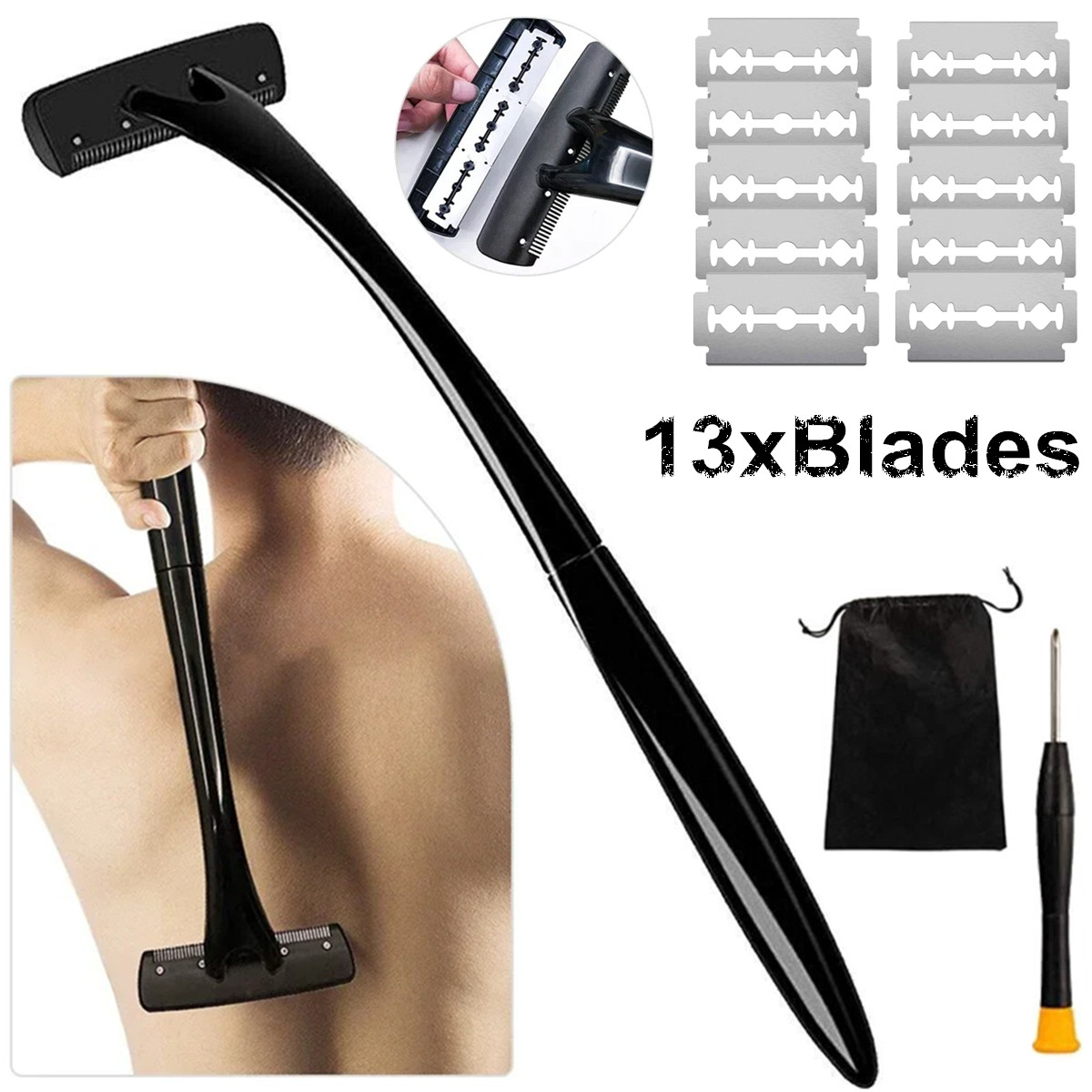 Men Grooming Full Body - Long Handle Back Shaver for Men,