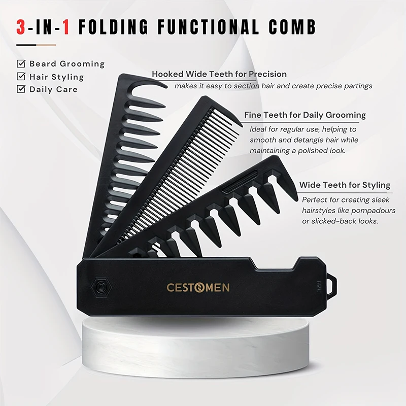 3-in-1 Folding Beard Comb for  - Men Grooming Hygiene review and price