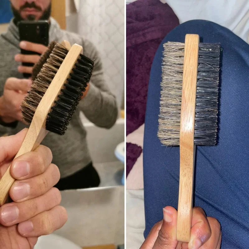Beard Brush with Natural Woode - Men Grooming Hygiene review and price