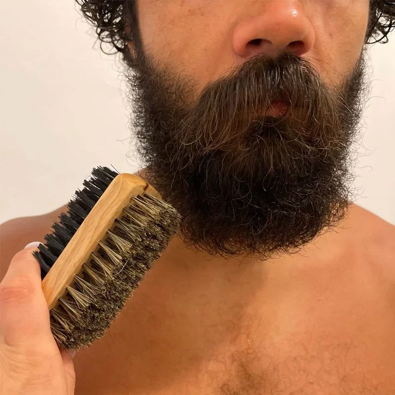 Beard Brush with Natural Woode - Men Grooming Hygiene review and price
